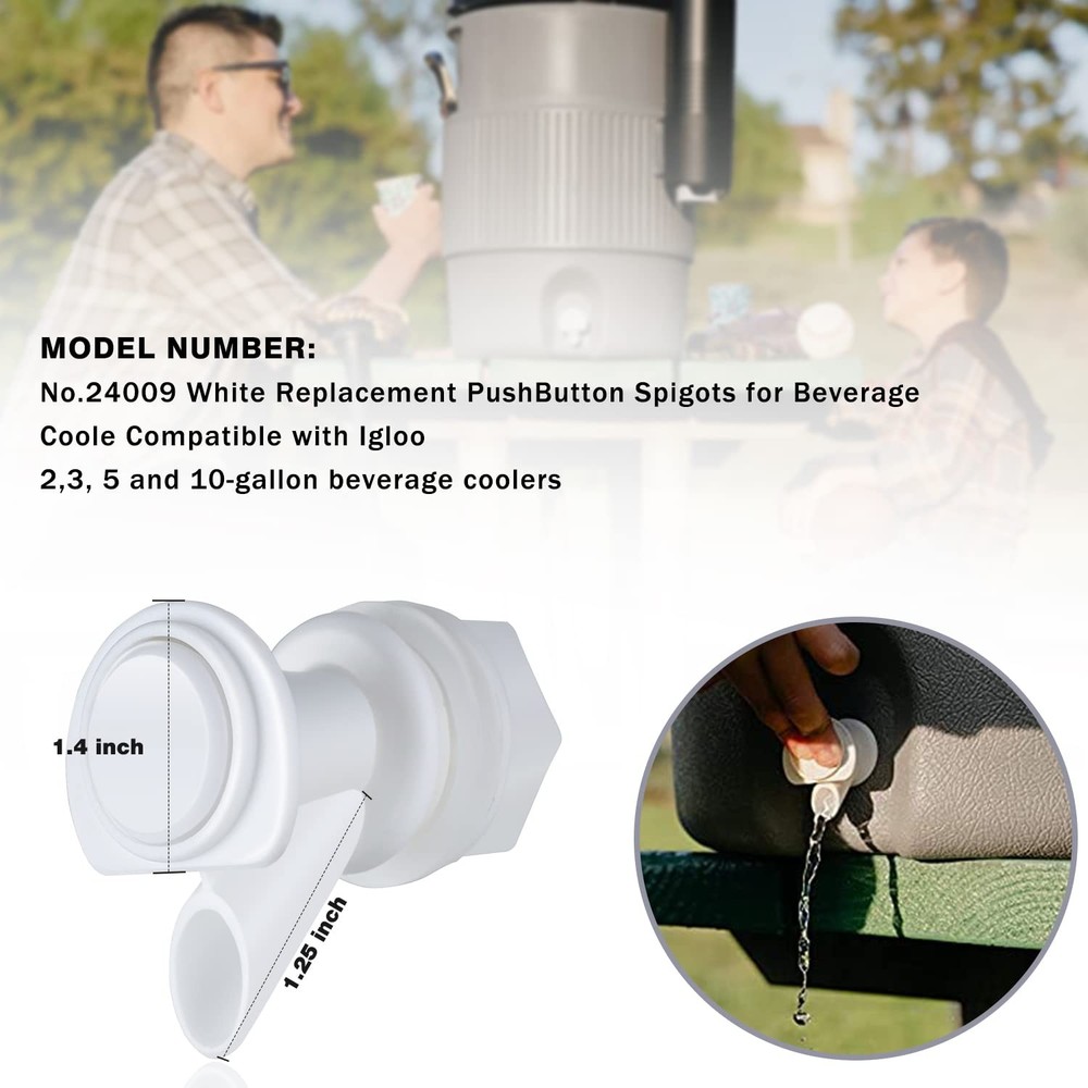 Upgrade PushButton Cooler Spigot Replacement, Compatible with Igloo 2, 3, 5 a...
