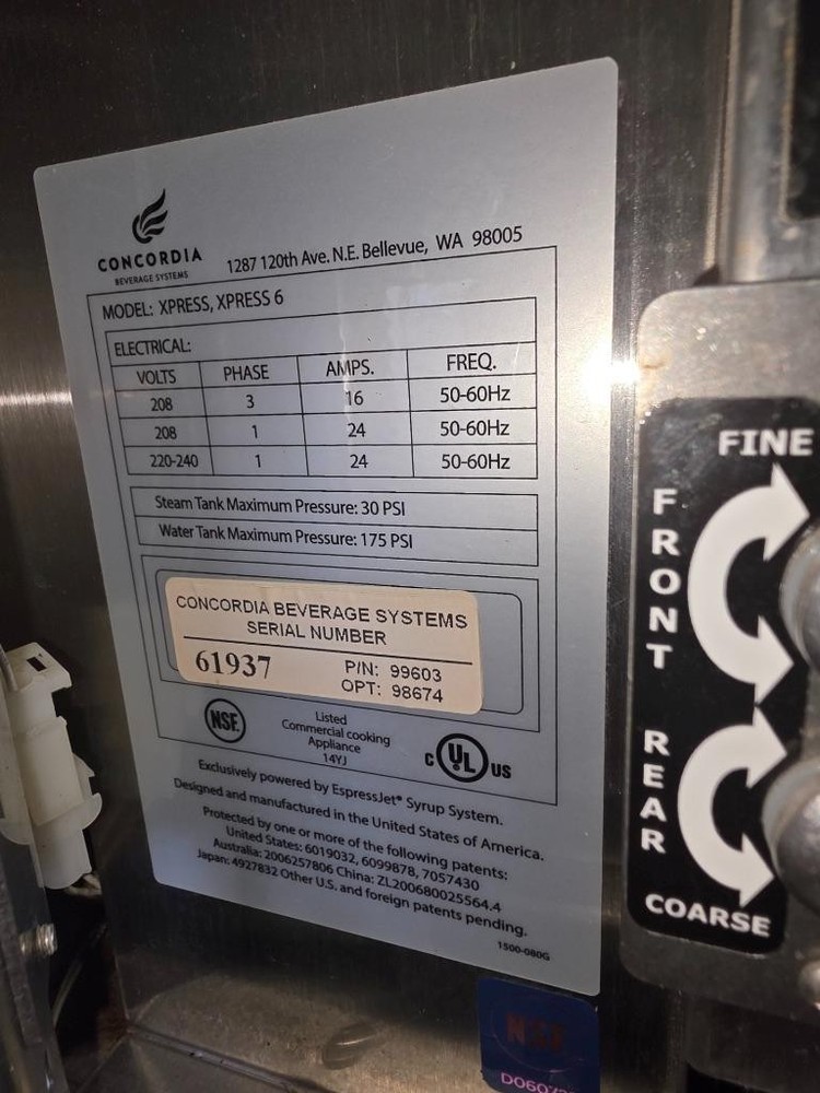 Concordia Beverage Systems XPRESS 6 23" Superautomatic Espresso Machine 2 Hopper