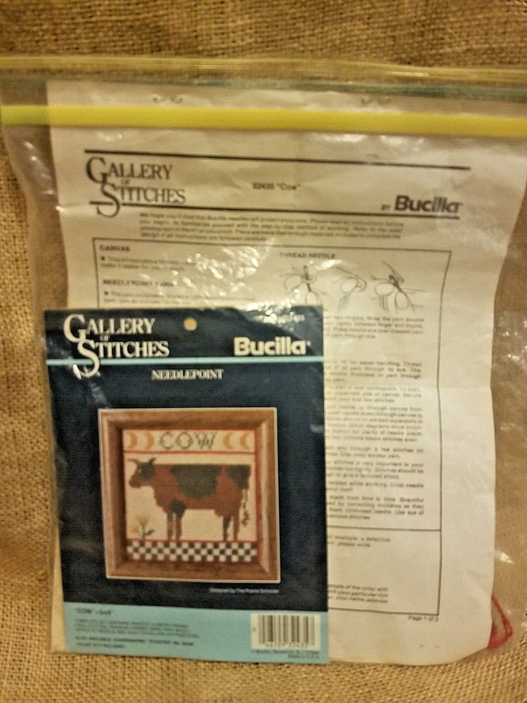 Bucilla Needlepoint Cow Kit #32435 IN PROGRESS