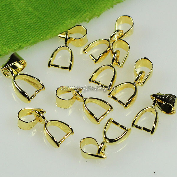 50/100/200pcs Pendant Pinch Bails Silver/Dull Silver/Gold Plated 14mm/16mm/20mm