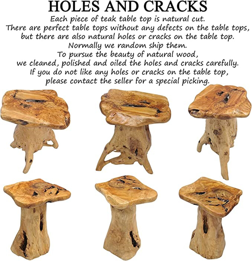 GREENAGE Natural Cedar Mushroom Stool Plant Stand Nightsstand Side Table 13.5" H