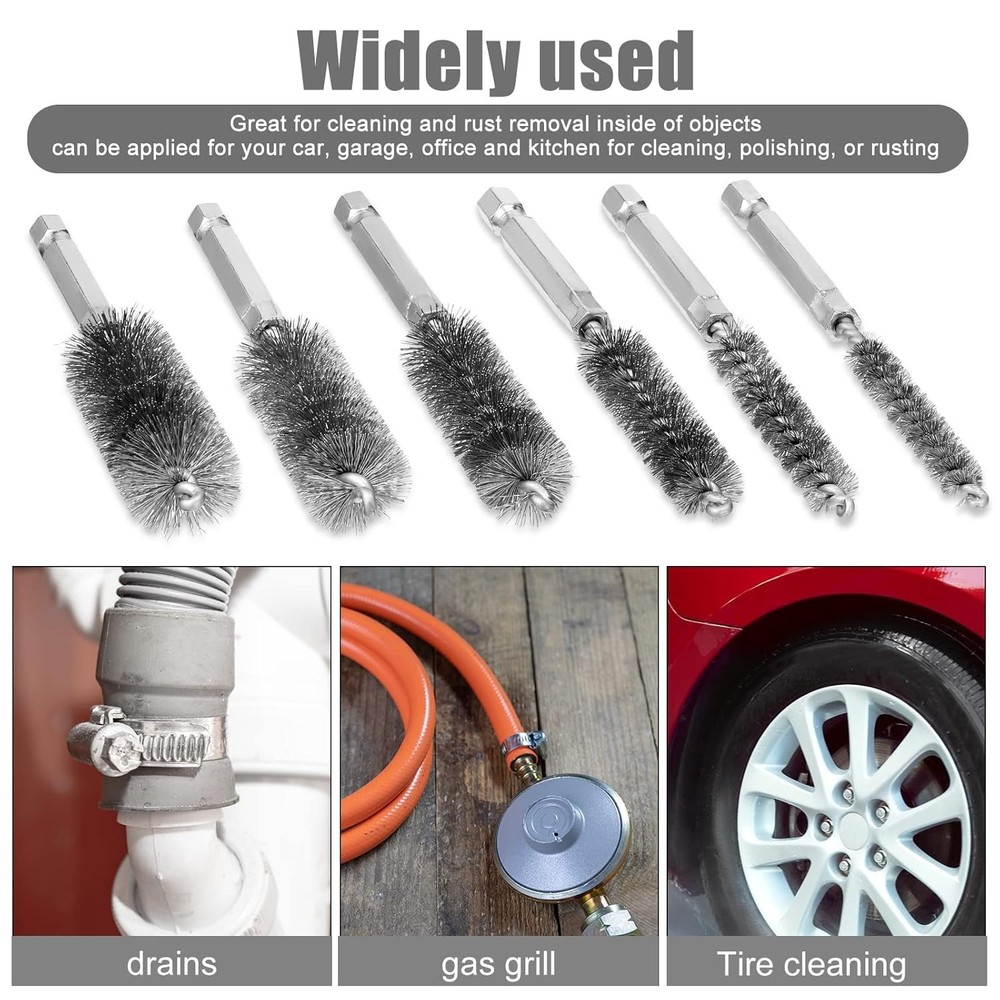 Multipurpose Steel Wire Bore Brushes with Handle and Drill Compatibility
