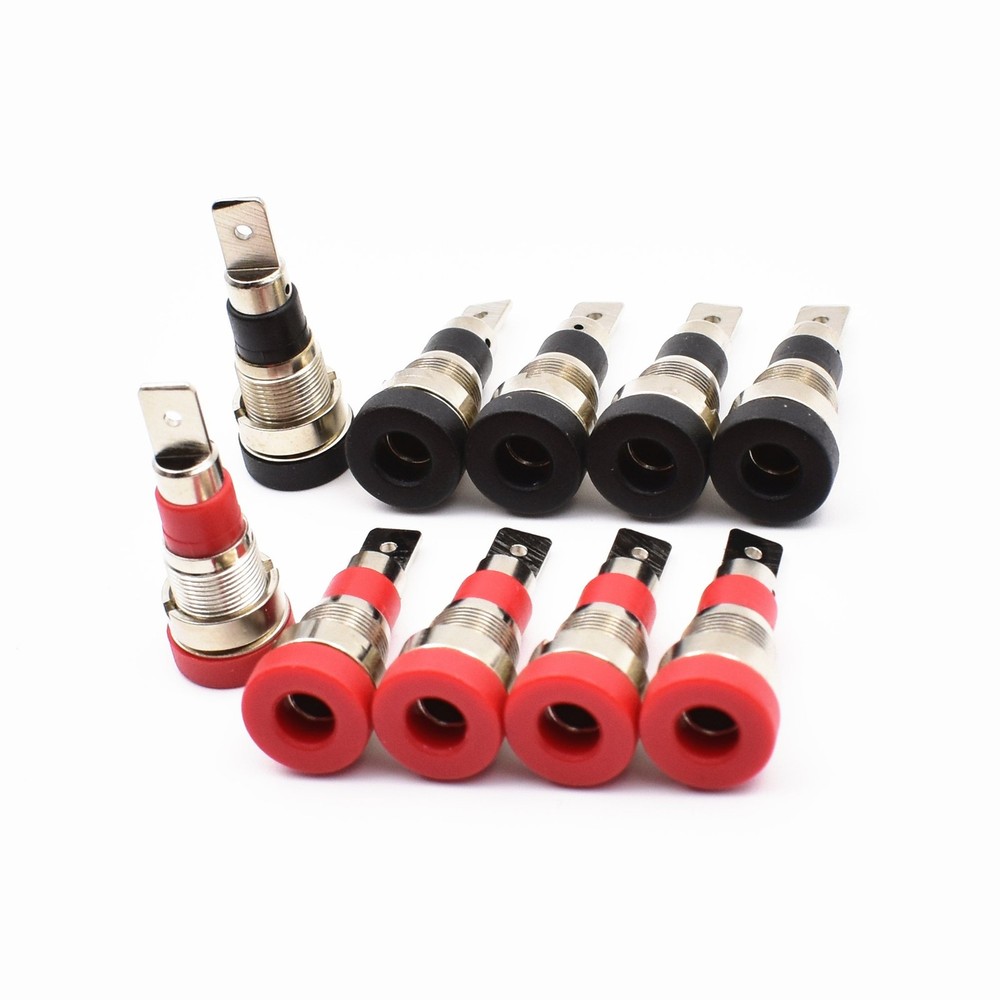 10Pcs Black and Red 4mm Banana Jack Socket Female Adapter Panel 8mm,