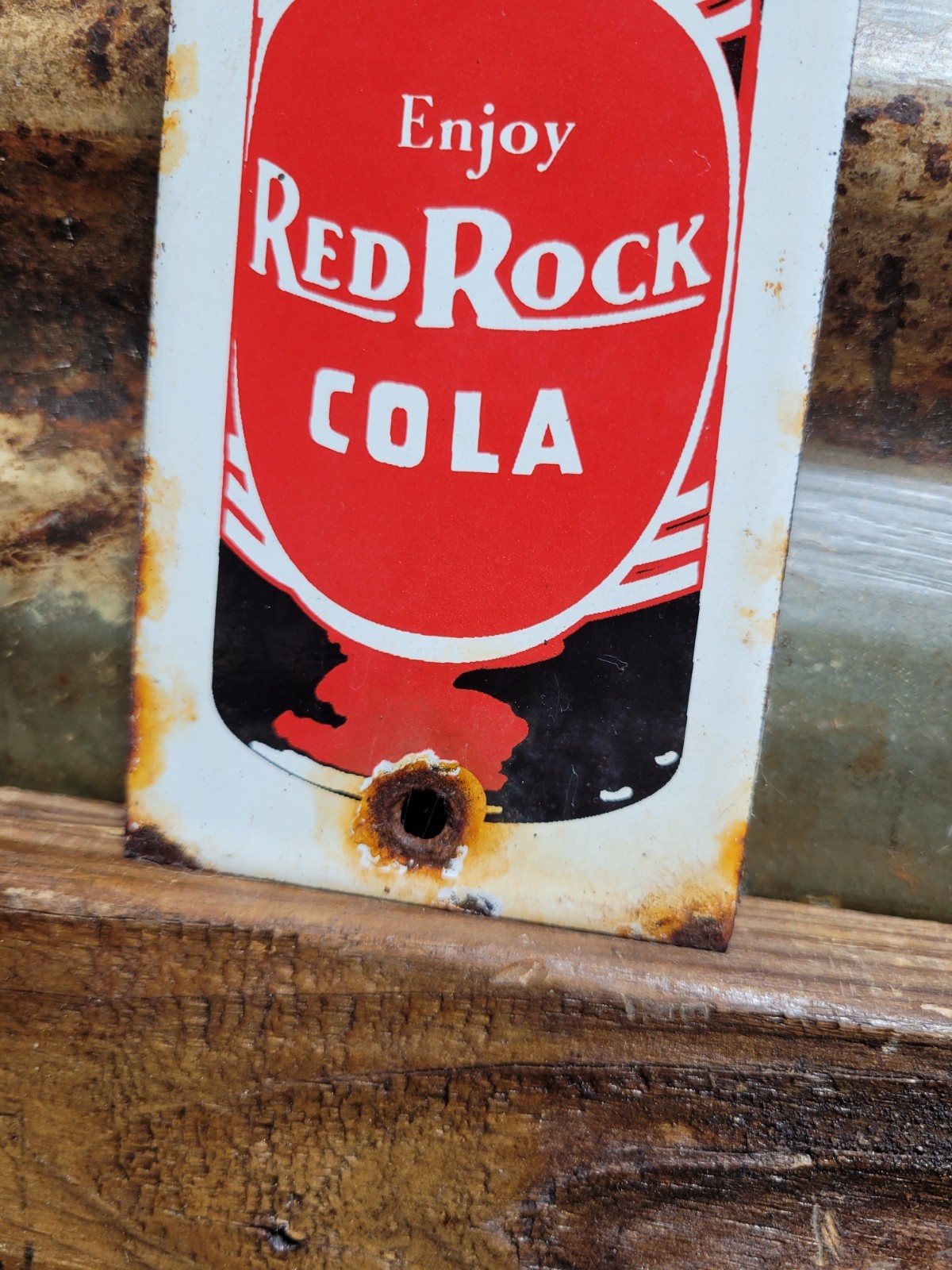 VINTAGE RED ROCK COLA PORCELAIN SIGN OLD BEVERAGE SODA DRINK GENERAL STORE FOOD