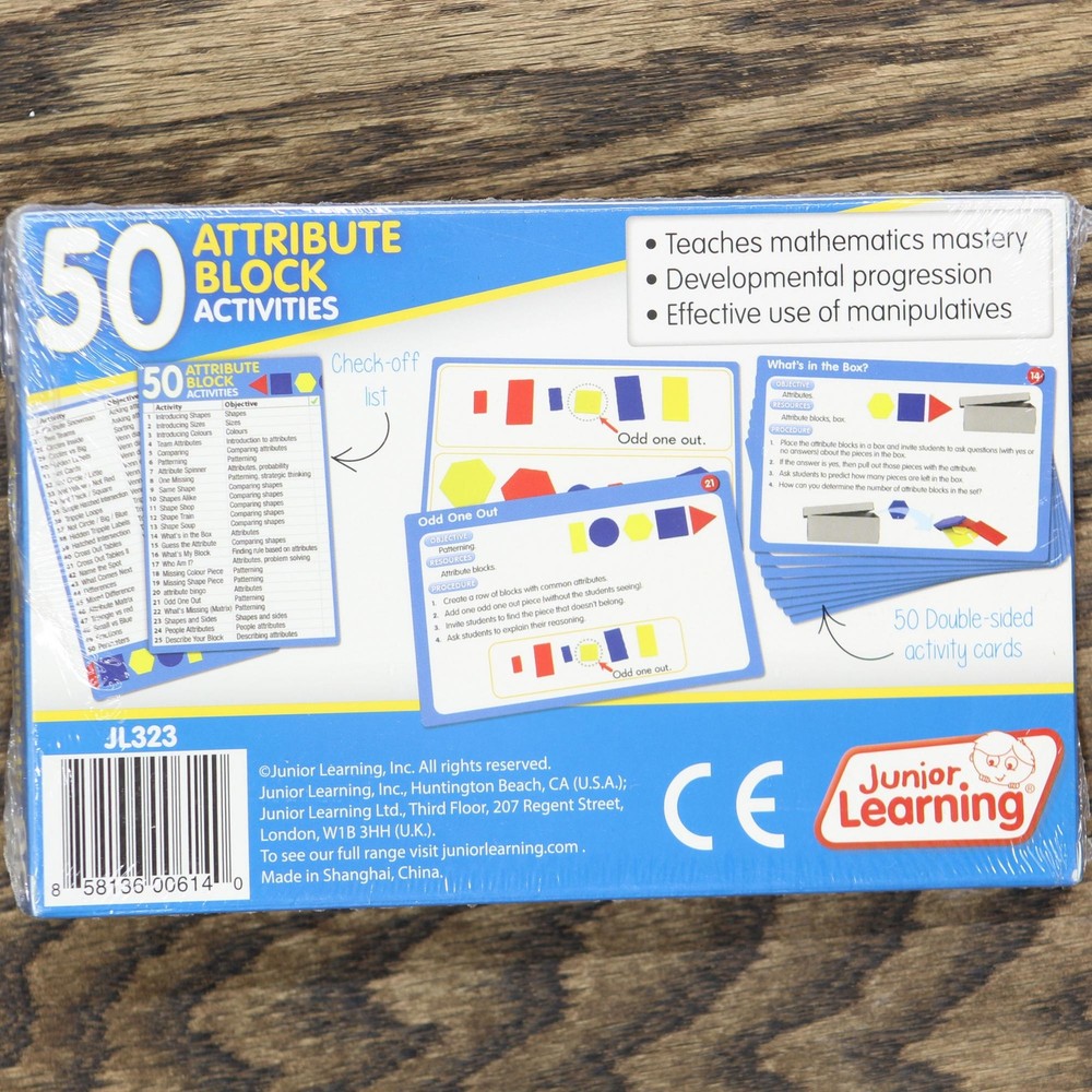 NWT Junior Learning 50 Attribute Block Activity Card Set. JL323