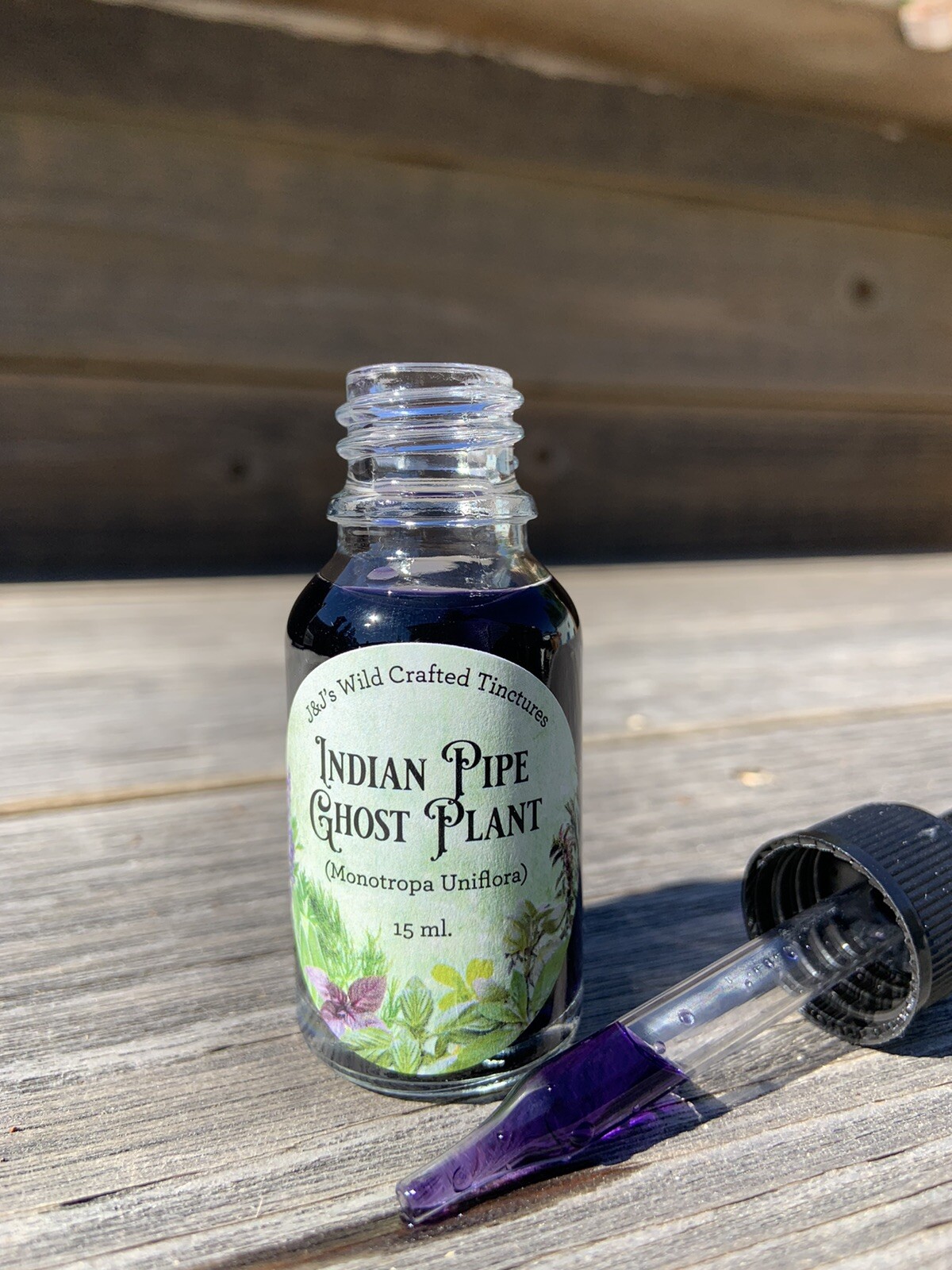Indian Pipe Ghost Plant Tincture with Flower In Bottle 15 ml Drops monotropa 