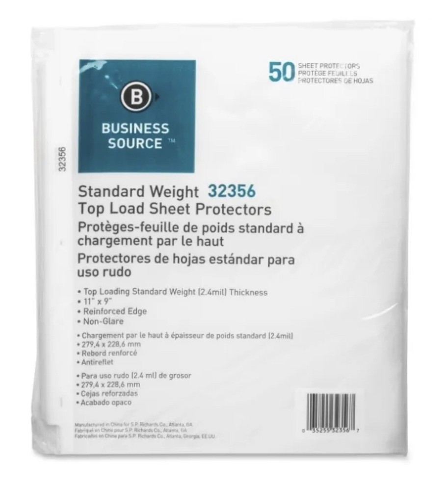 Business Source Business Source Top Loading Sheet Protector BSN32356 New Sealed