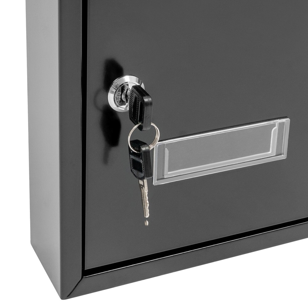 Wall Mount Rectangular Locking Mailbox W/ 2 Keys Black Residential Mail Box ﻿