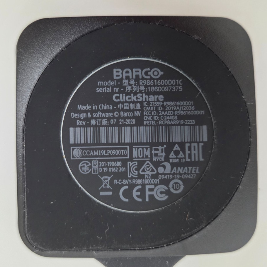 Good Condition - Barco ClickShare C3010S Presentation Unit + Dongle + PSU