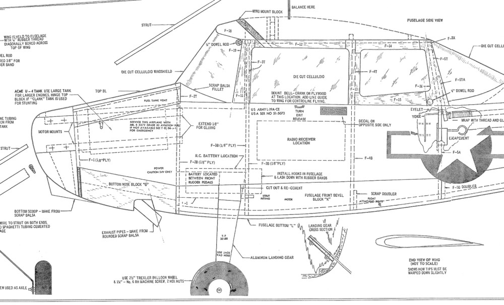 Berkeley/Fox L-19 BIRD DOG PLAN + SCALE DATA for 61" Span RC Model Airplane
