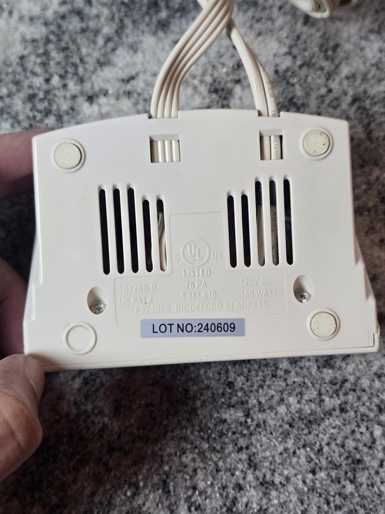 Cannon Heated Bedding Controller TC12B0-D White 120V Auto-Off Replacement Cord