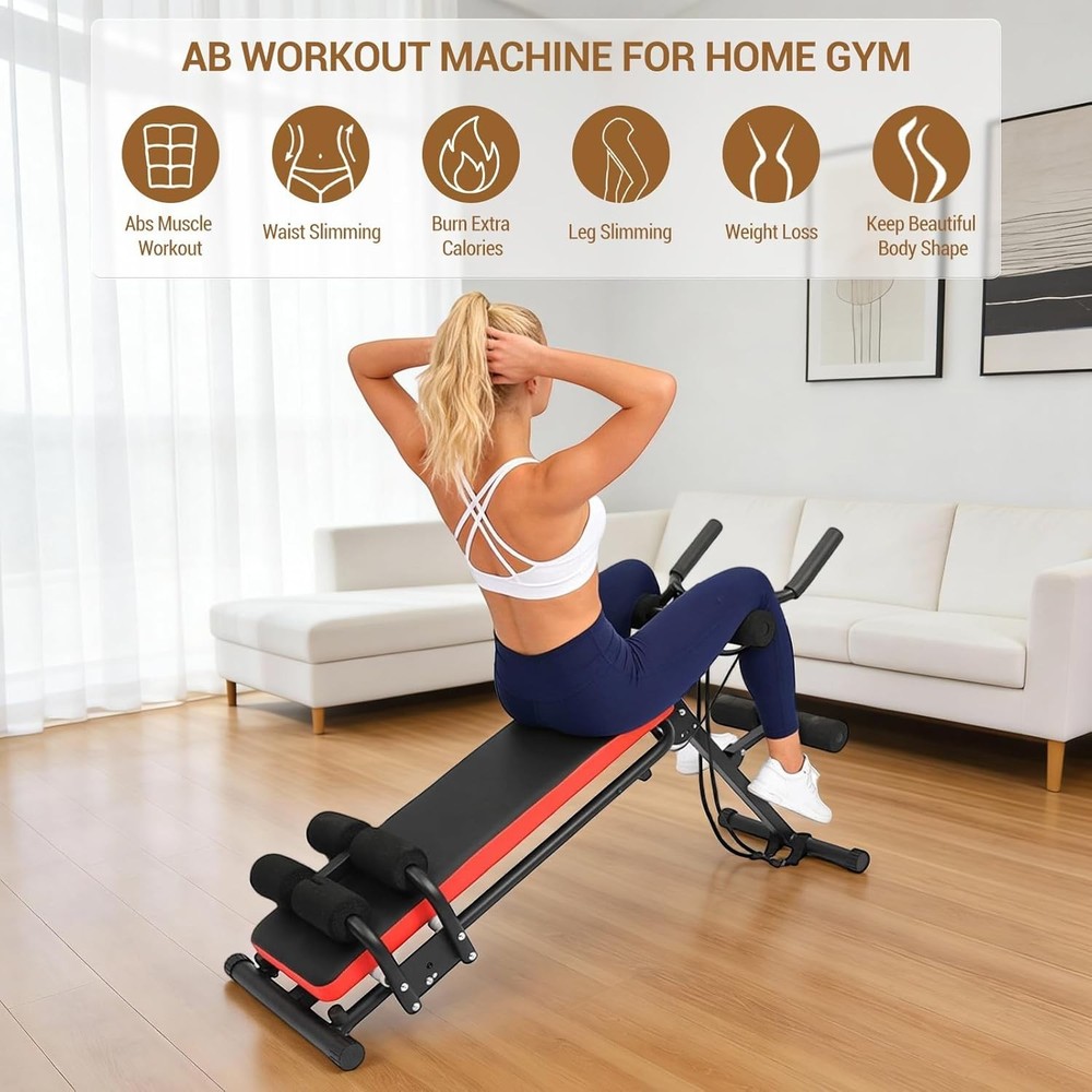 2-in-1 Adjustable Ab Workout Bench & Glider Collapsible Core Trainer LCD Display