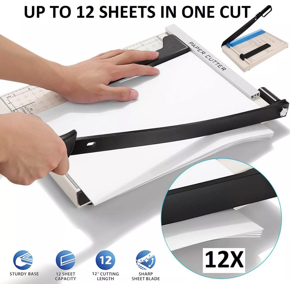 Paper Cutter A4 Paper Trimmer 12”Cut Length 12 Sheet Capacity for Home & Office