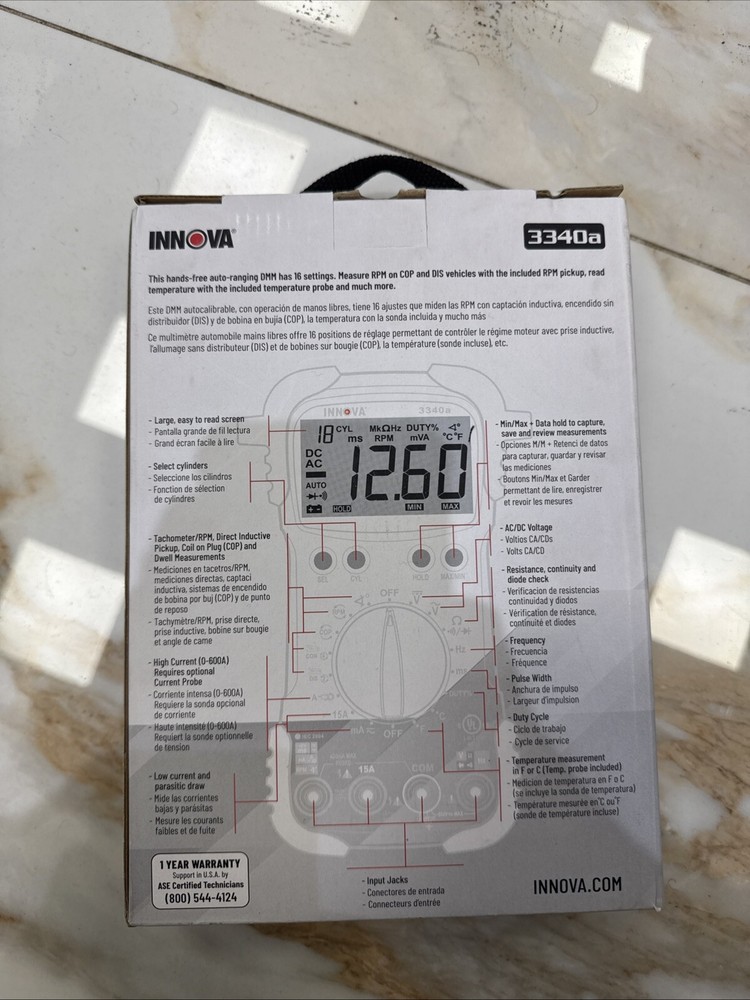 Innova 3340a Multimeter Digital LCD Readout Black Nylon Case
