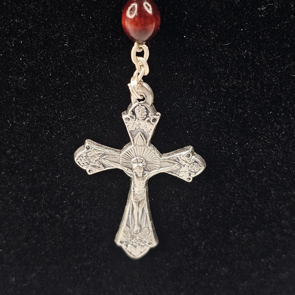 Red Burgundy Beaded 19" Long Rosary