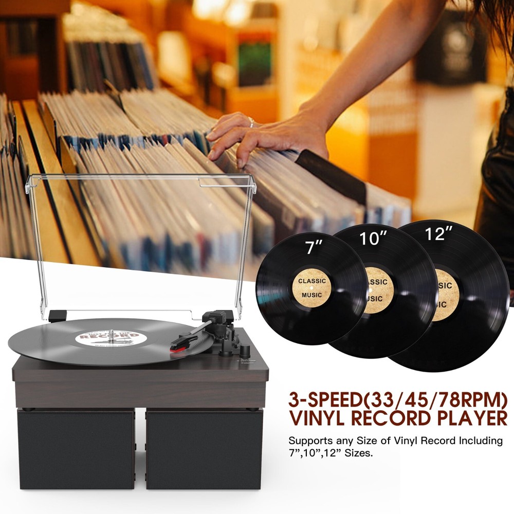 Record Player Bluetooth Turntable Vinyl Record Player with External Speakers 3 -