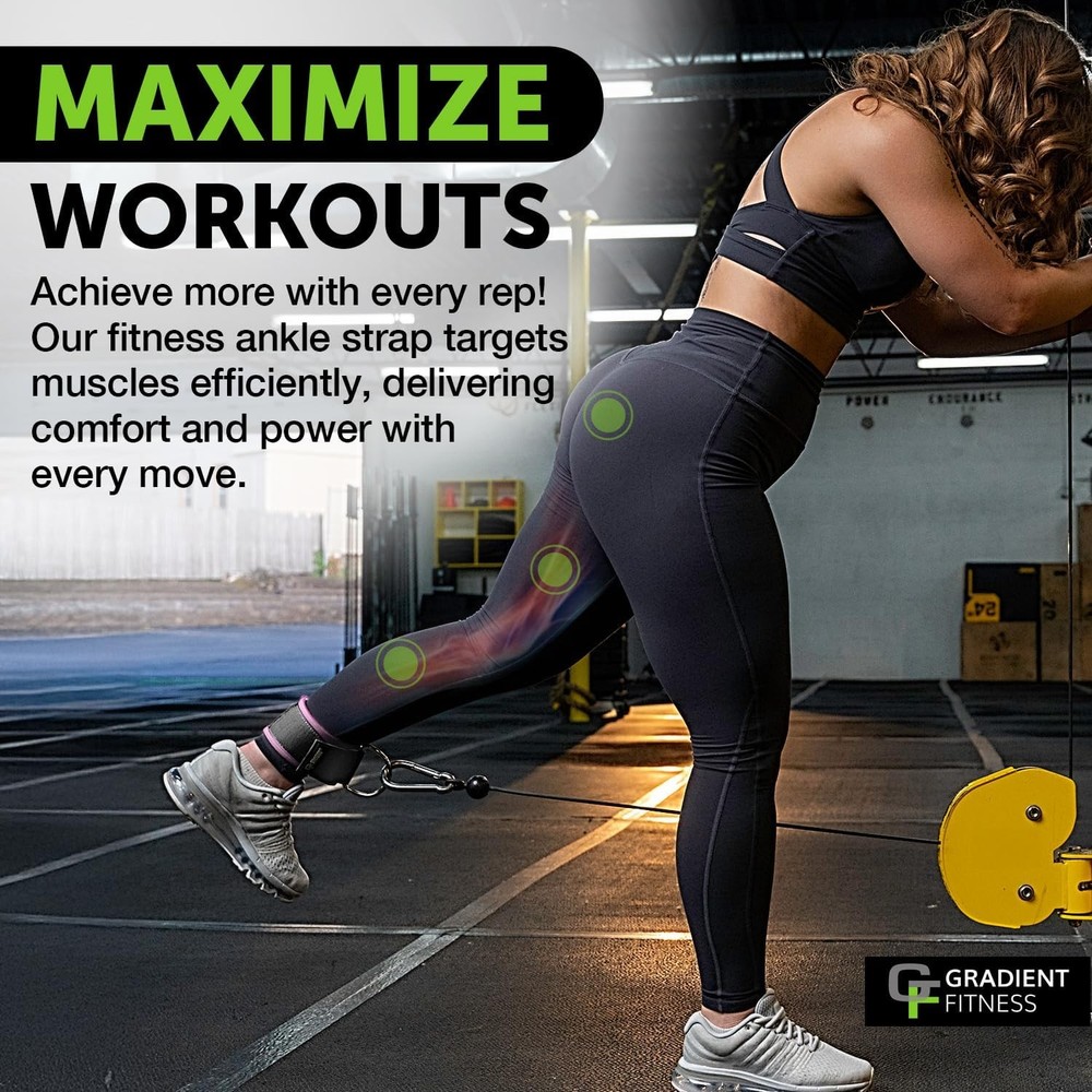 Gradient Fitness Ankle Straps (2 Pack) | Ankle Strap for Cable Machine, Ankle Ba