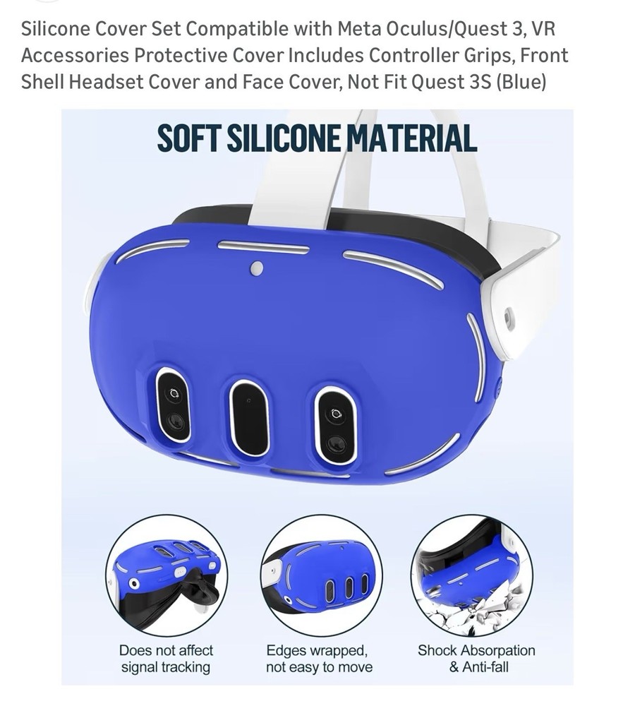 Silicone Cover Set for Meta Quest 3 VR Headset Controller Grip Protective Kit