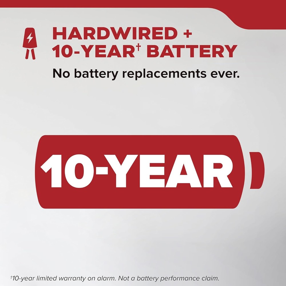 Kidde Hardwired Smoke Detector, 10-Year Battery Backup, 1 Pack, White