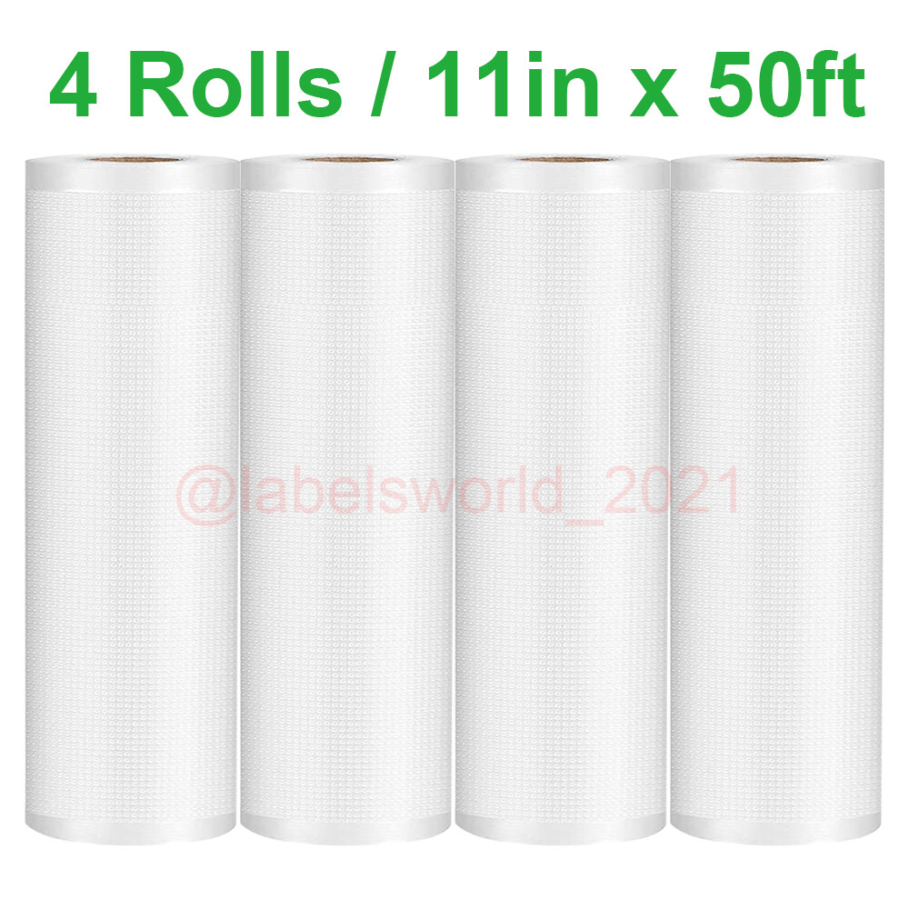 4 Rolls 11"x50' Vacuum Sealer Bags Food Saver Sealing Machine Storage Bag 4 Mil