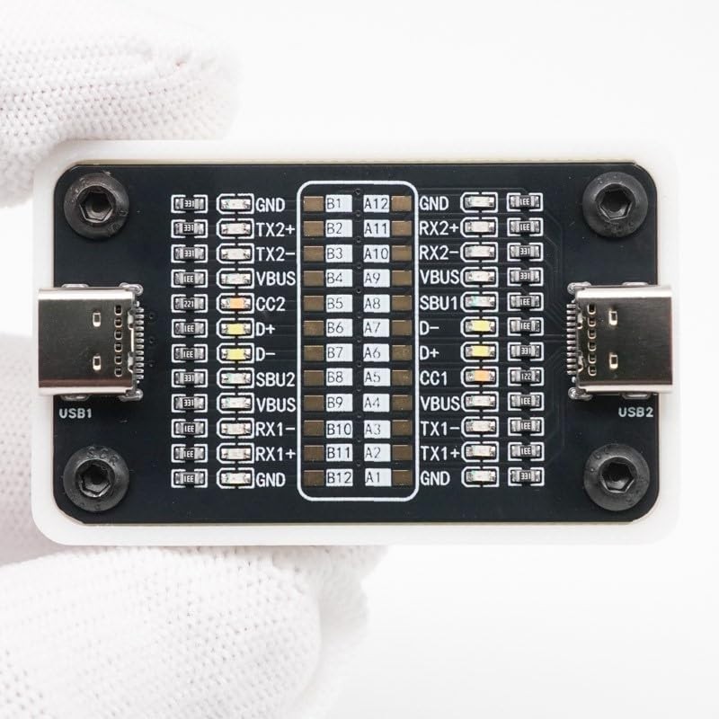 USB-C Cable Tester, 24-Pin Continuity & Power/Data Checker, LED Indicators, Port