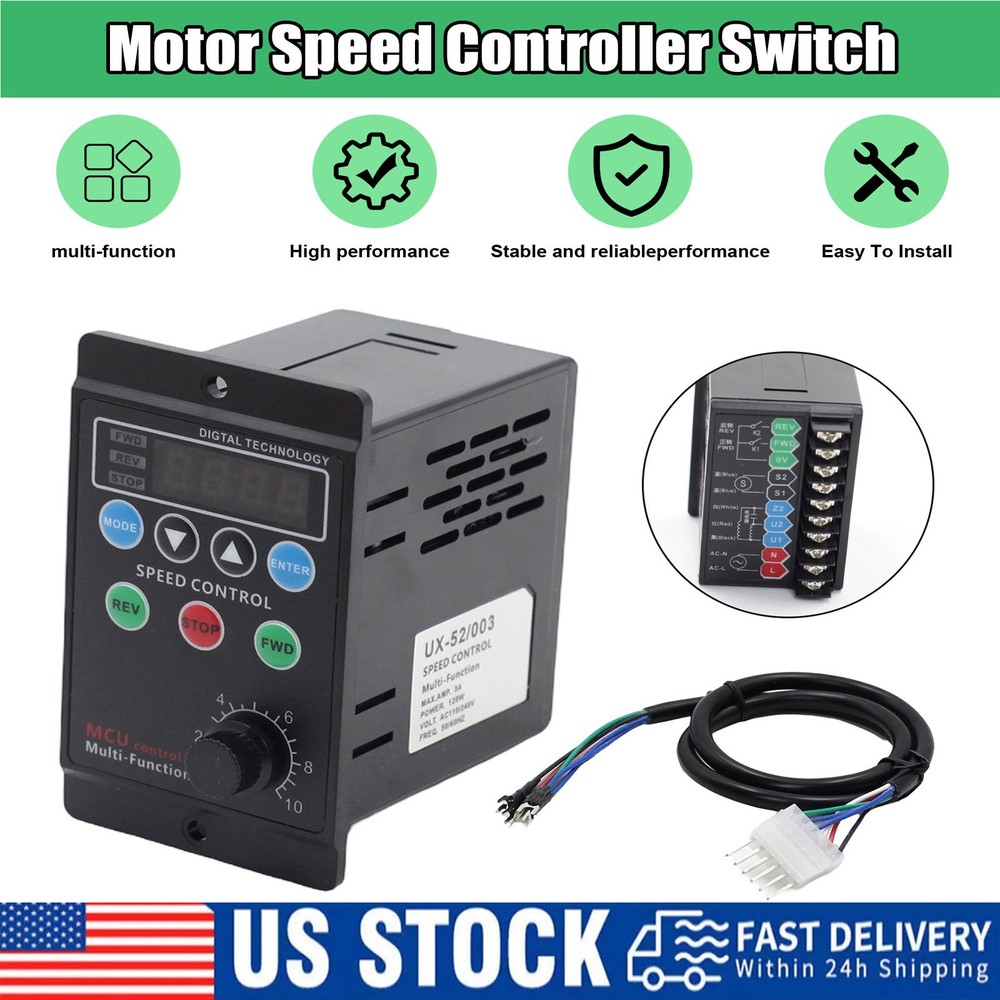 Programmable Motor Speed Controller Variable Speed Governor Switch AC 110V 120W