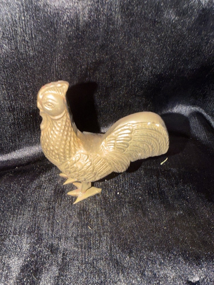 vintage solid brass rooster or hen figurine