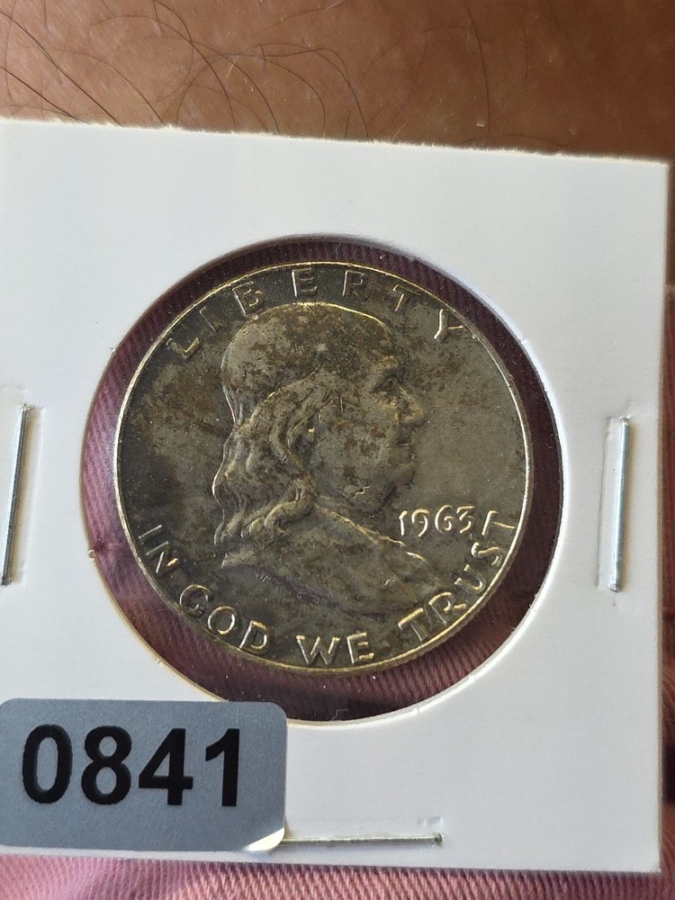 1963 D  50C Franklin Half Dollar Toned 90% Silver