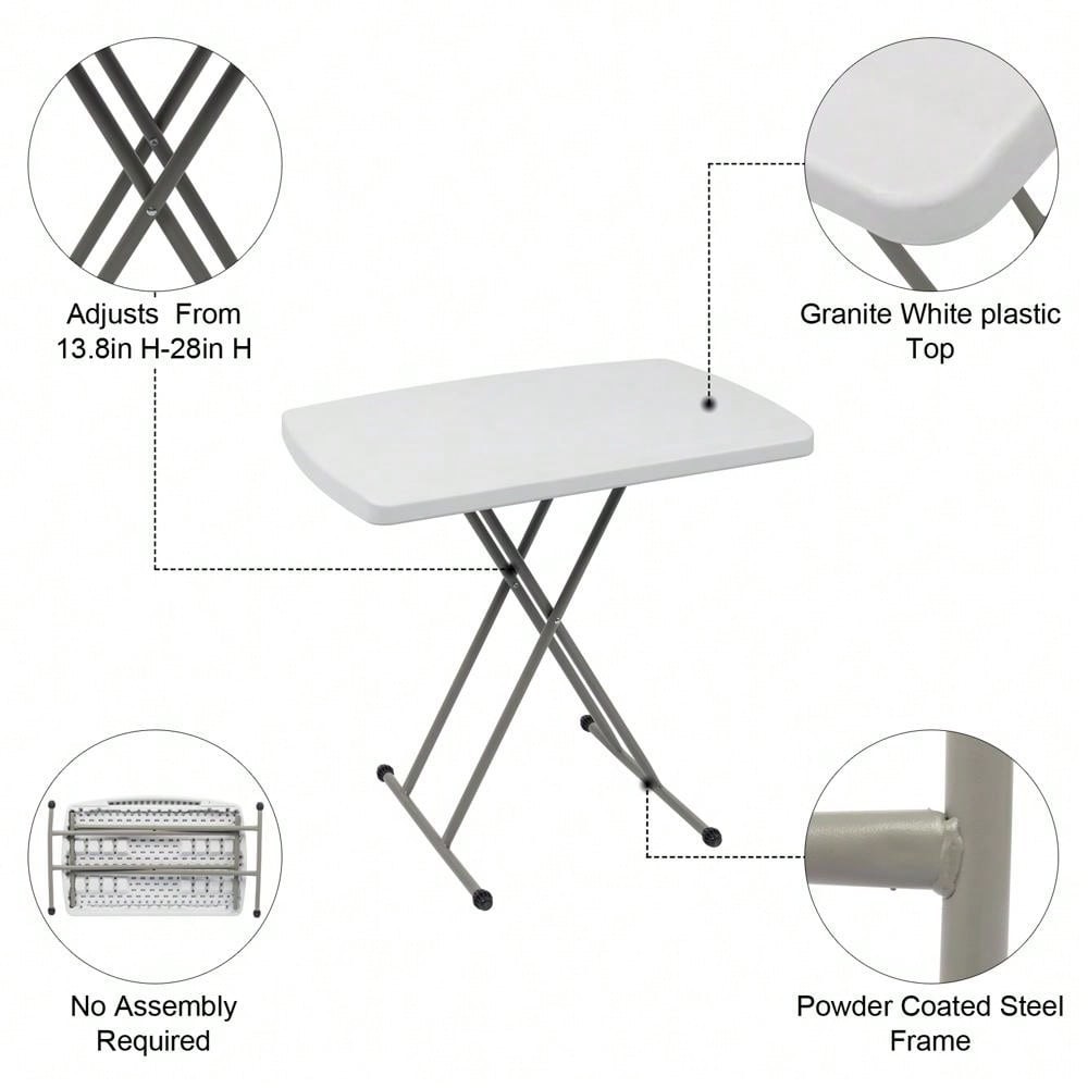 76*50*70.5cm Liftable Garden Plastic Table White