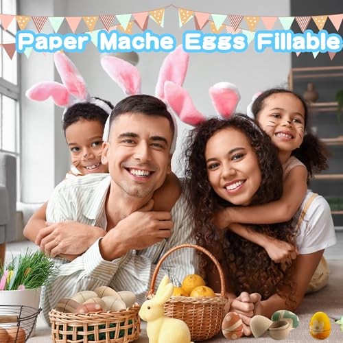 80 Pcs 3 Inch Paper Mache Easter Eggs Fillable DIY Easter Eggs Cardboard