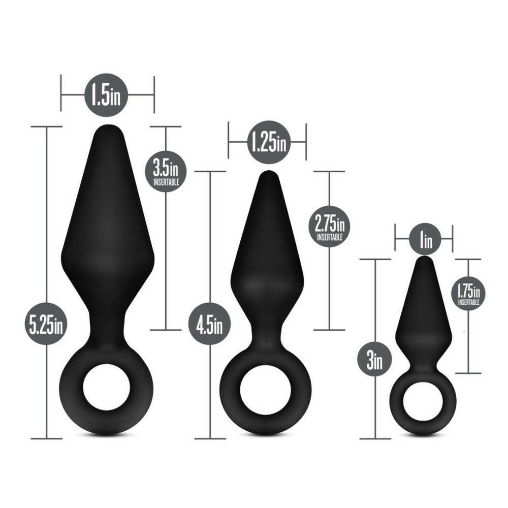 Anal Adventures Platinum Silicone Finger Loop Anal Butt Plug Kit Trainer