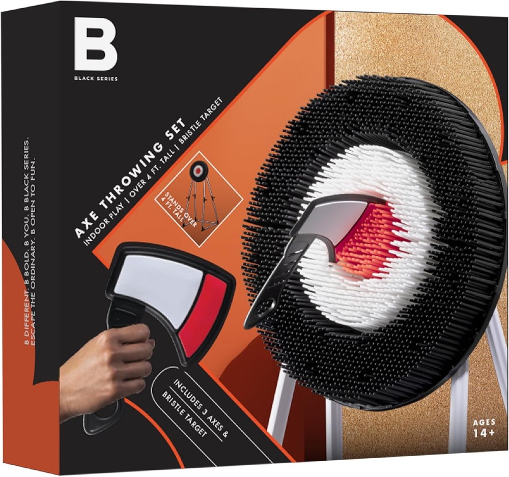 Black Series Axe Throwing Target Set, Includes 3 Axes & 4'9", Multicolor