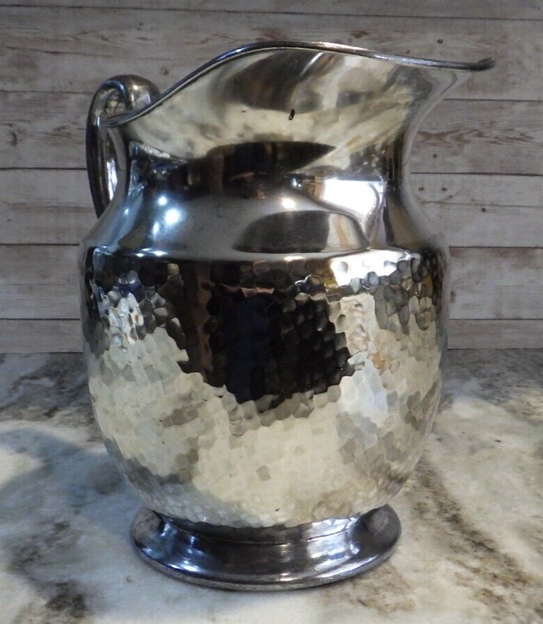 Vintage EPNS Hammered Nickle Silver Water Pitcher