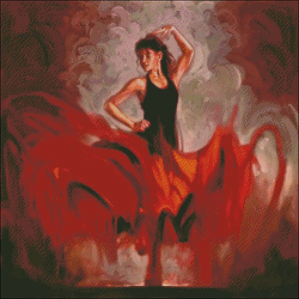 Flamenco Dancer - Chart Counted Cross Stitch Patterns Needlework DIY DMC Color