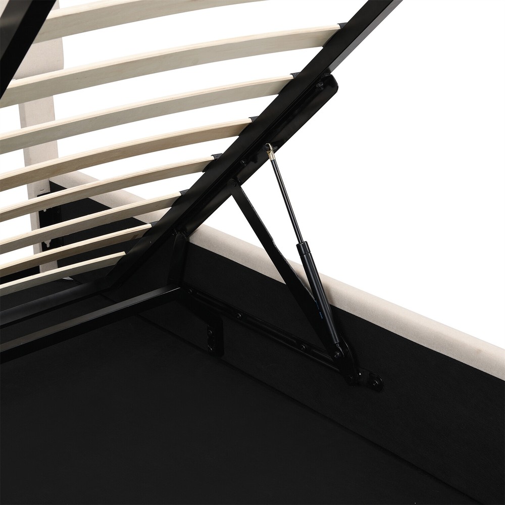Full Size Bed Frame Upholstered Platform Bed with Hydraulic Storage System