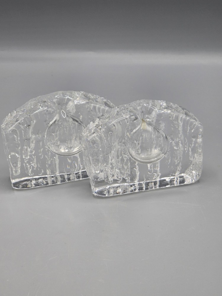 MCM Clear Ice Teardrop Bookends