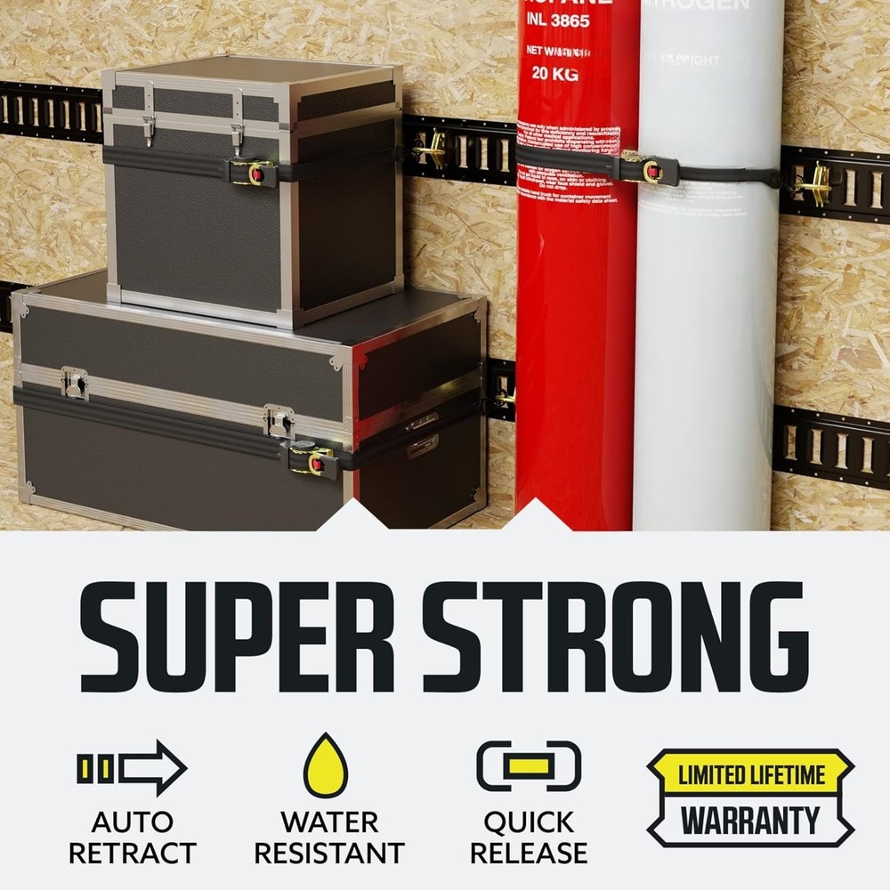 Automatic Retractable Ratchet Strap (2-Pack) 1" x 10', Heavy-Duty Design