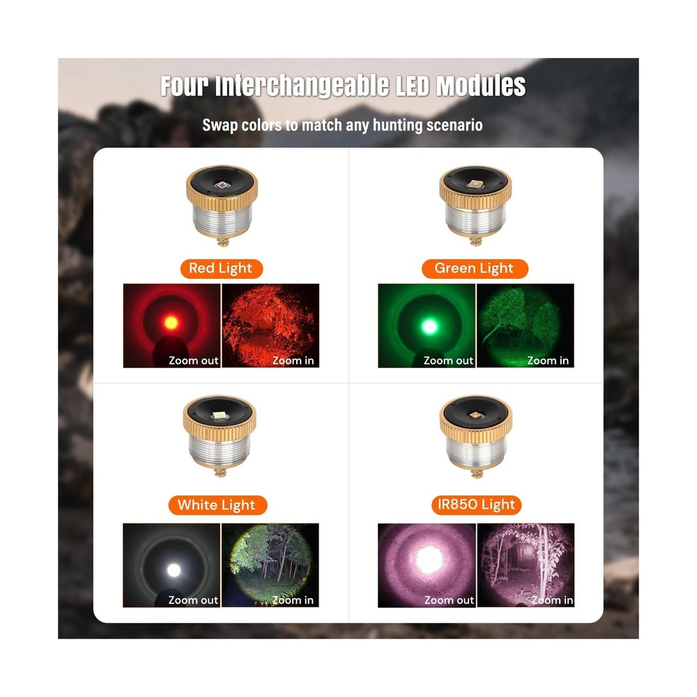 KL52 MAX Upgraded Hunting Flashlight Super Bright Long Range Zoomable Predato...