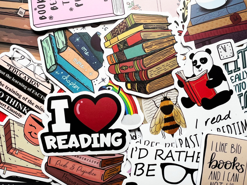 50 Book Stickers For Kindle Reader Bookish Reading Sticker Pack