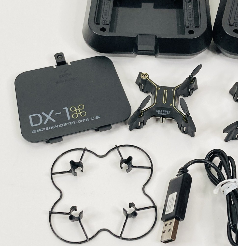 Sharper Image Auto Pilot DX-1 Micro Drone X2 Drones w/ Controllers Case Working