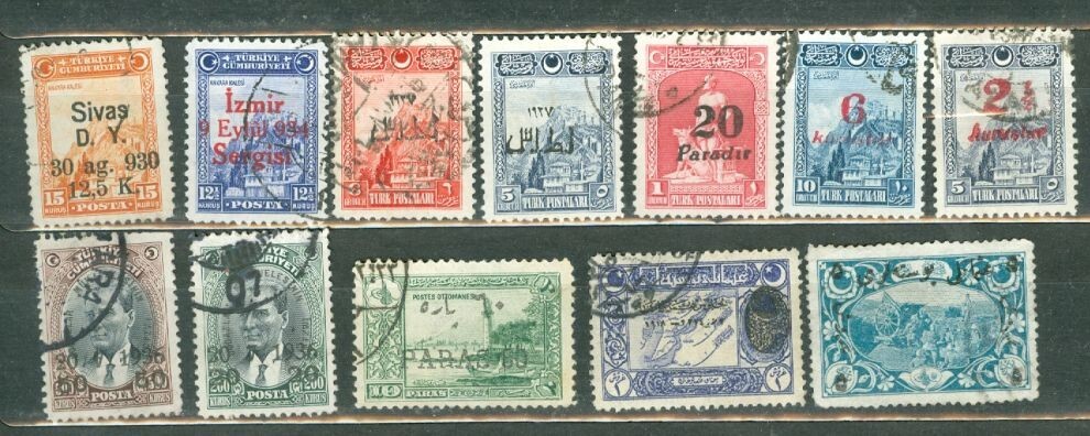 Turkey Old Issue 12 diff Overprint Used stamp Lot#a3377
