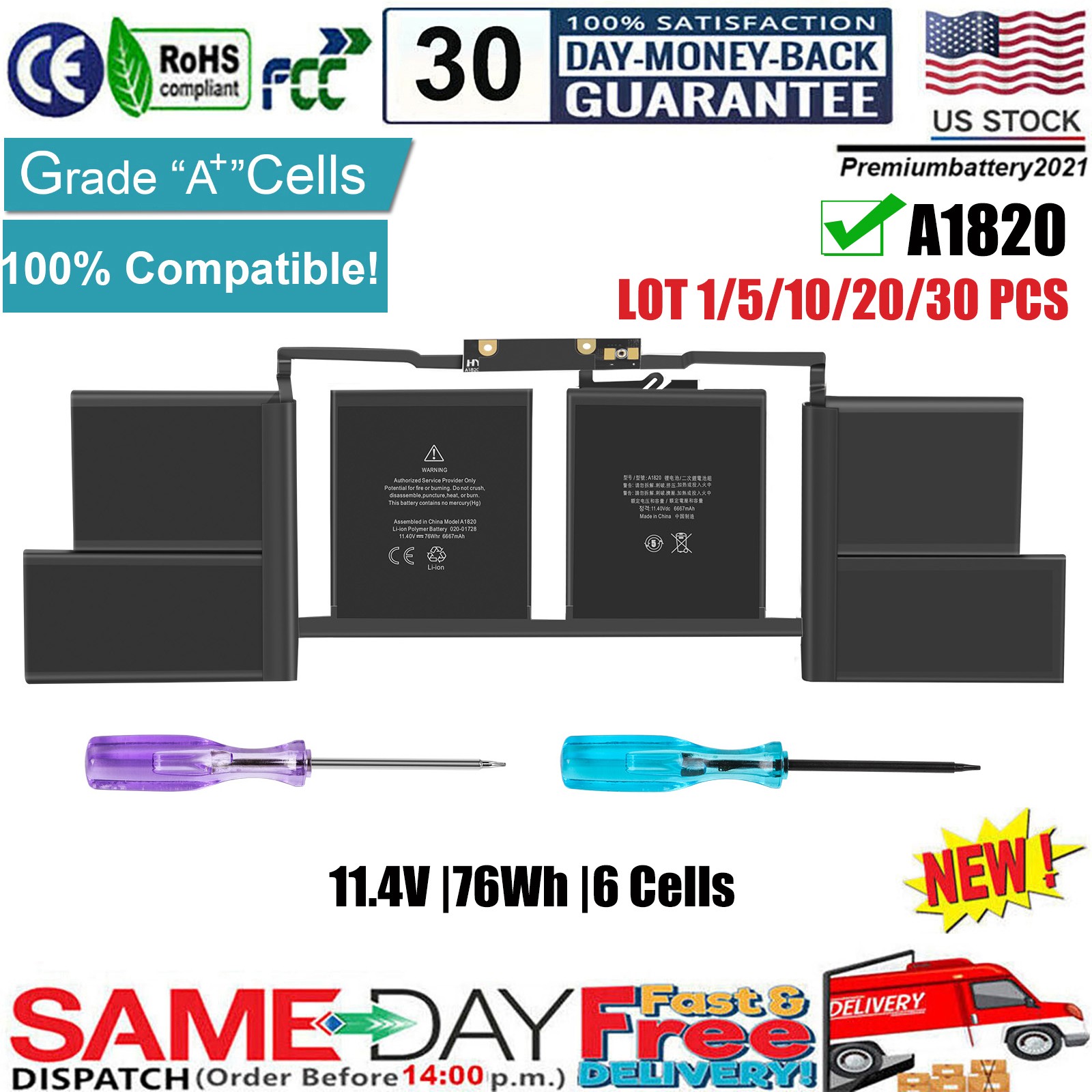 ✅LOT A1707 A1820 Battery for Apple Macbook Pro 15" Late 2016 Mid 2017 EMC 3162