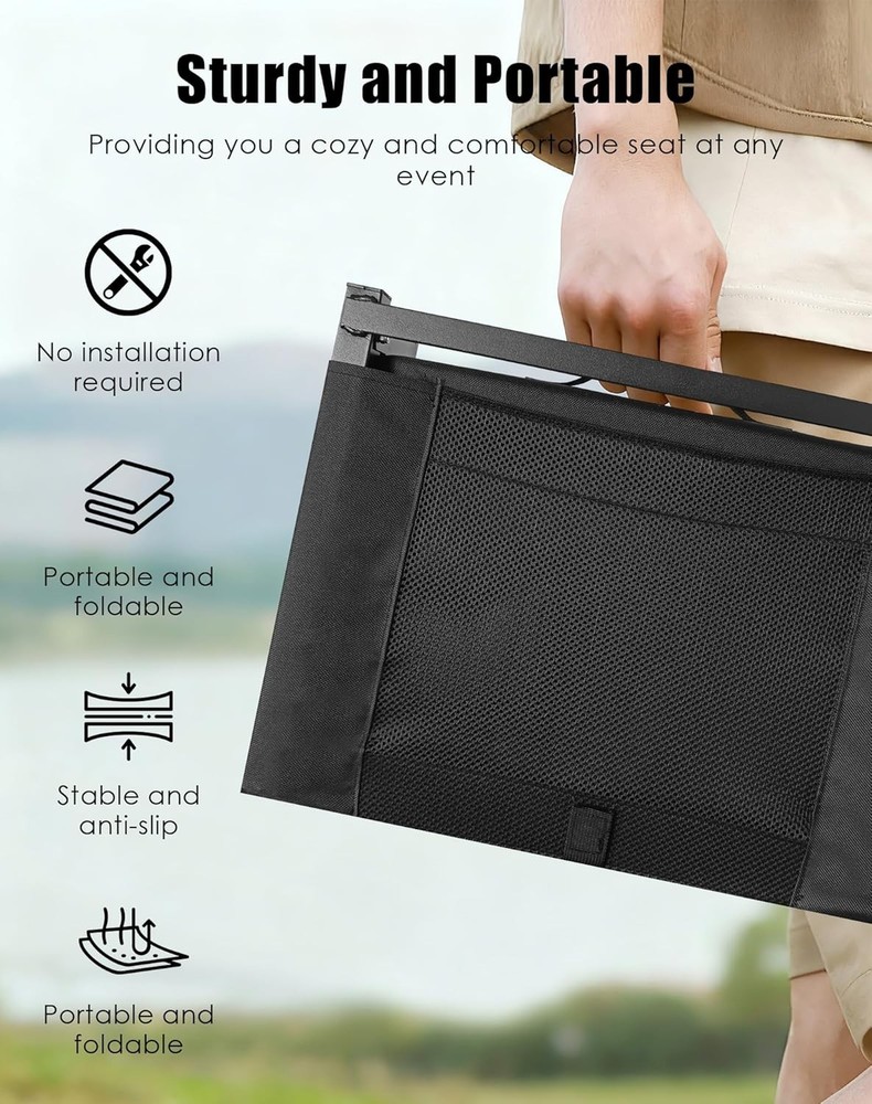 Foldable Bleacher Seat with Back Support & Magnetic Grip