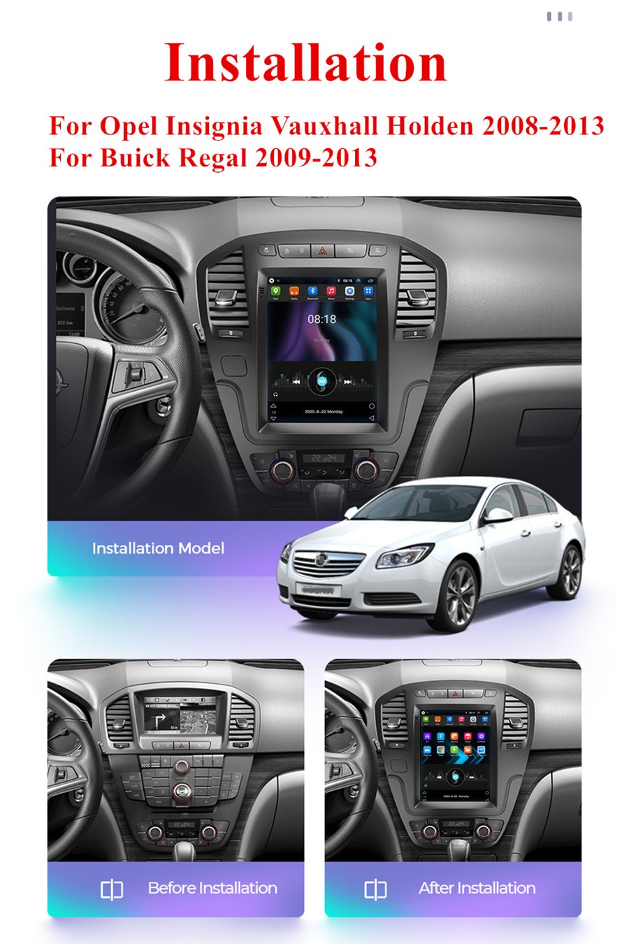 For Apple Carplay Car Radio Stereo GPS Navigation WiFi For 2009-2013 Buick Regal