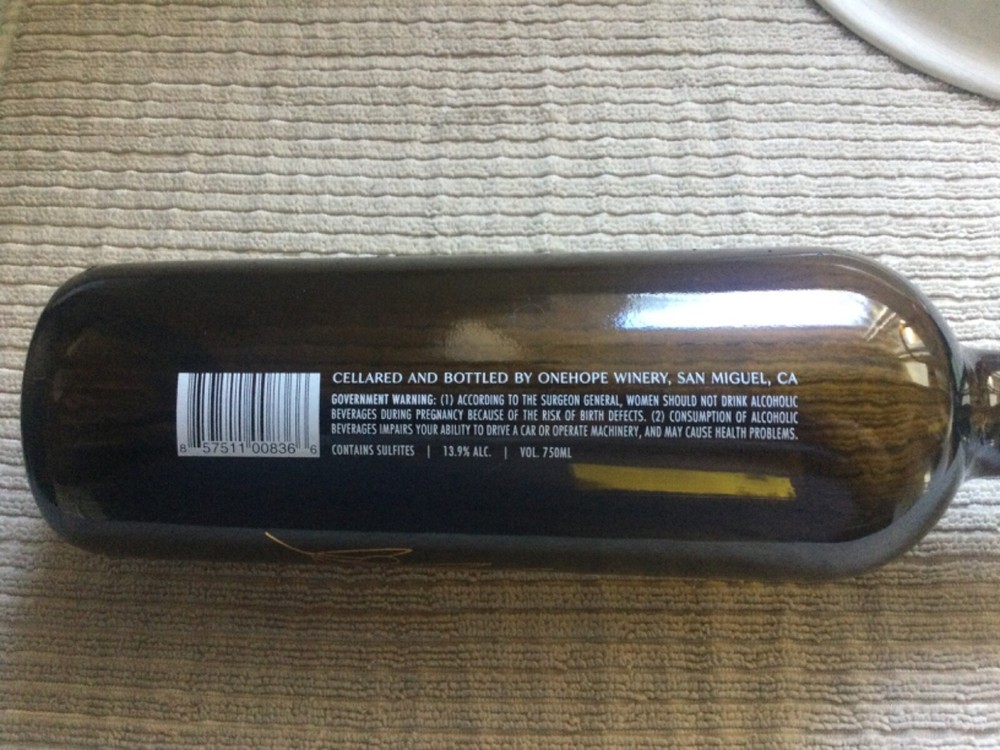 2020 One Hope Cabernet Sauvignon Wine bottle EMPTY