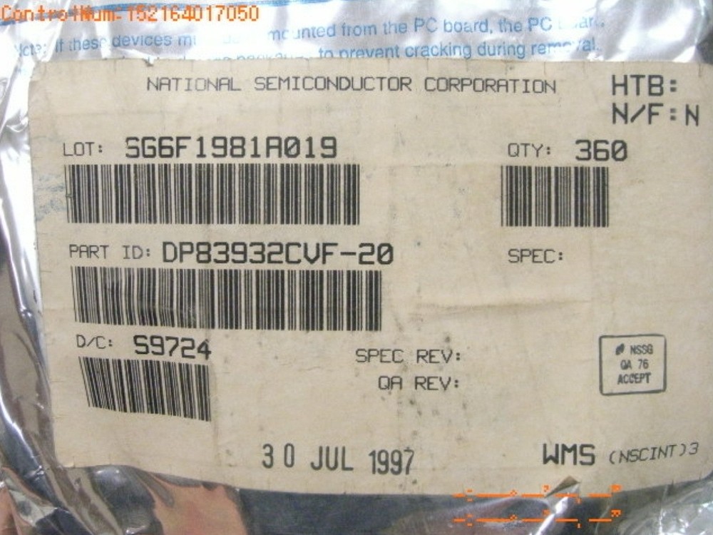 DP83932CVF-20 - NSC - IC LAN NODE CONTROLLER, CMOS, QFP 132PIN