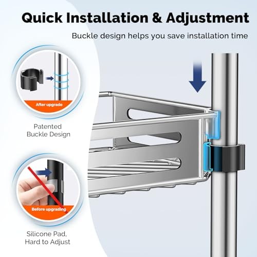Corner Shower Caddy Tension Pole: Quick Installation 4-Tier Rustproof A-silver