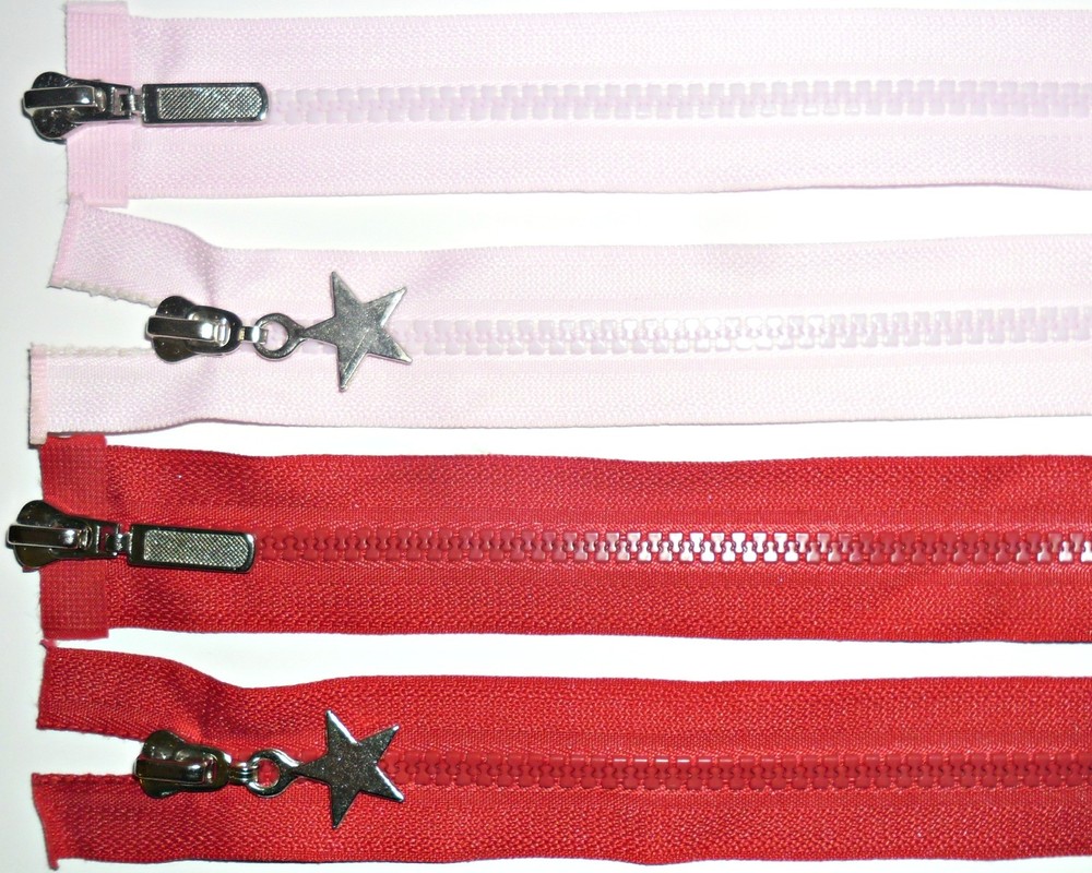 ZIPS 23"/59CM, CHUNKY TEETH PLASTIC TWO WAY OPEN END, METAL PULLER, CHOOSE COL