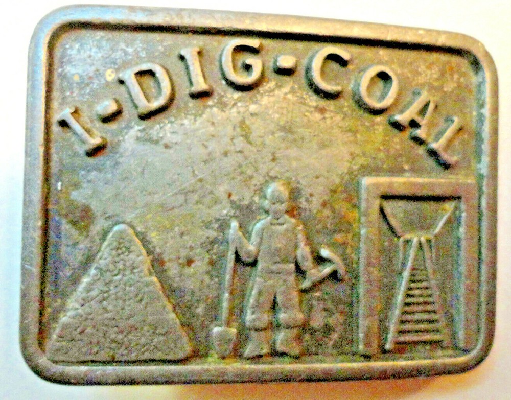 I-Dig-Coal Belt Buckle Mining Vintage