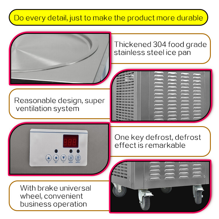 Kolice Commercia Single Pan Fried Ice Cream Machine Rolled Ice Cream Machine